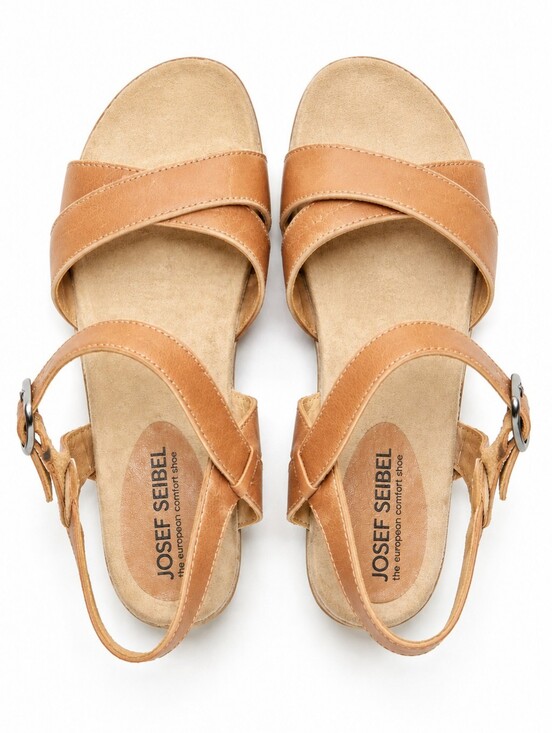 Josef Seibel Shoes - Josef Seibel Brown Leather Slingback Sandals Size 40 Comfort Open Toe Buckle